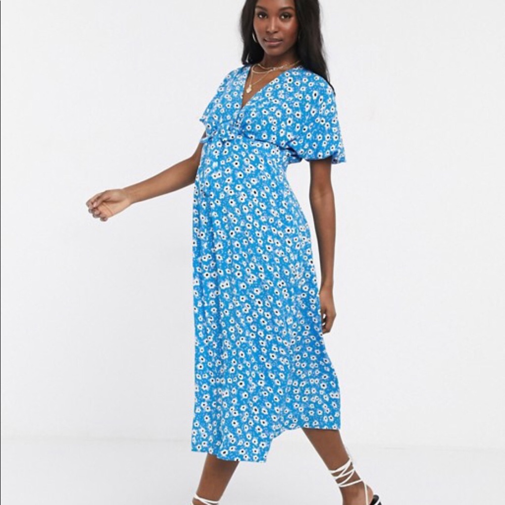 Asos tie front floral dress